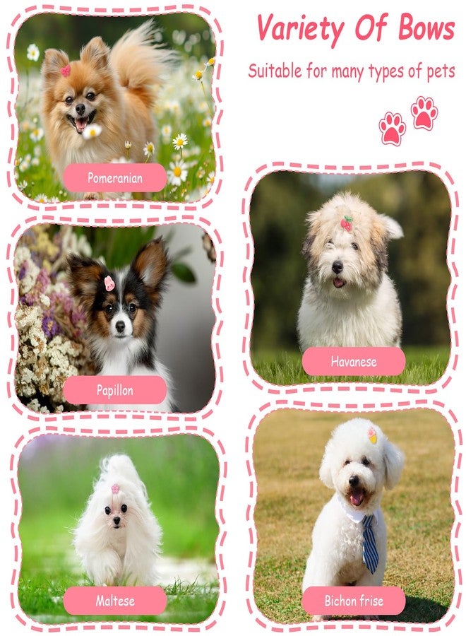 Matwsec 20 Pcs Dog Hair Bows with Rubber Bands, Cute Dog Bows, Mini Hair Ties Bulk, Various Styles Girl Dogs Accessories, Puppy Bow for Small Size Dogs Yorkie Shih Tzu Maltese (Pink) - Image 4